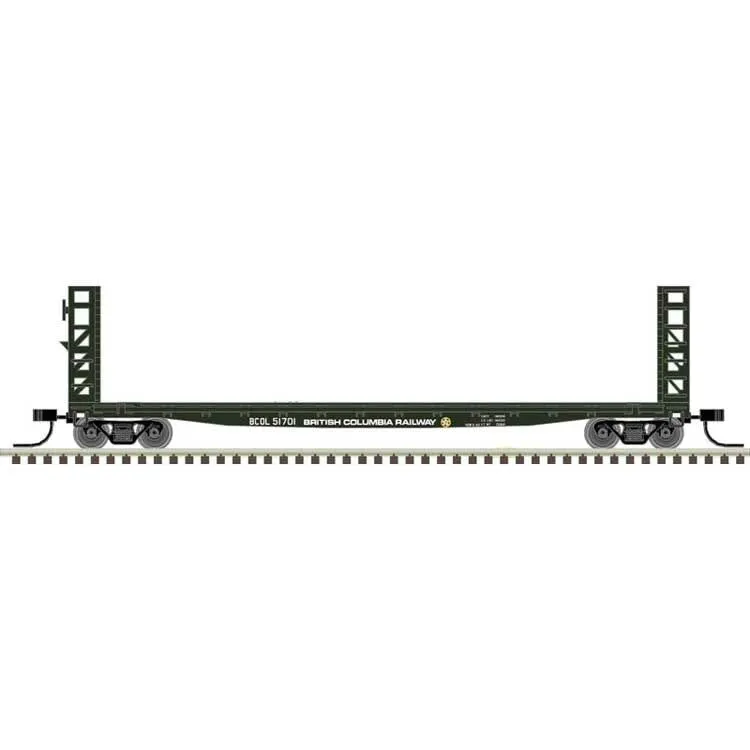 Atlas 50005786 N GSI-GSC 48' Bulkhead Flatcar - Ready to Run - Master(R) -- British Columbia Railway 51701(green, white)