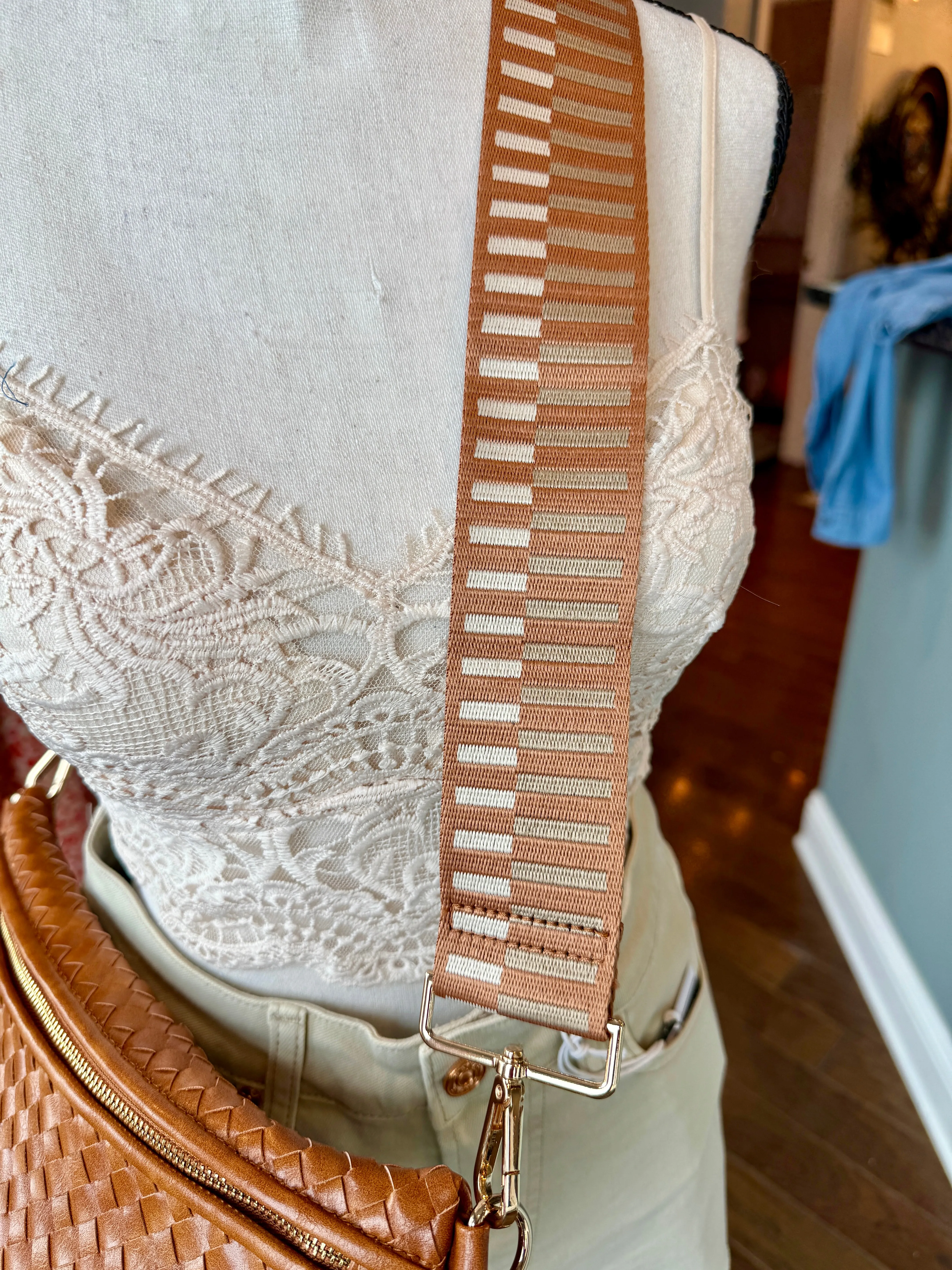 Brown Weekender Woven Crossbody Bag