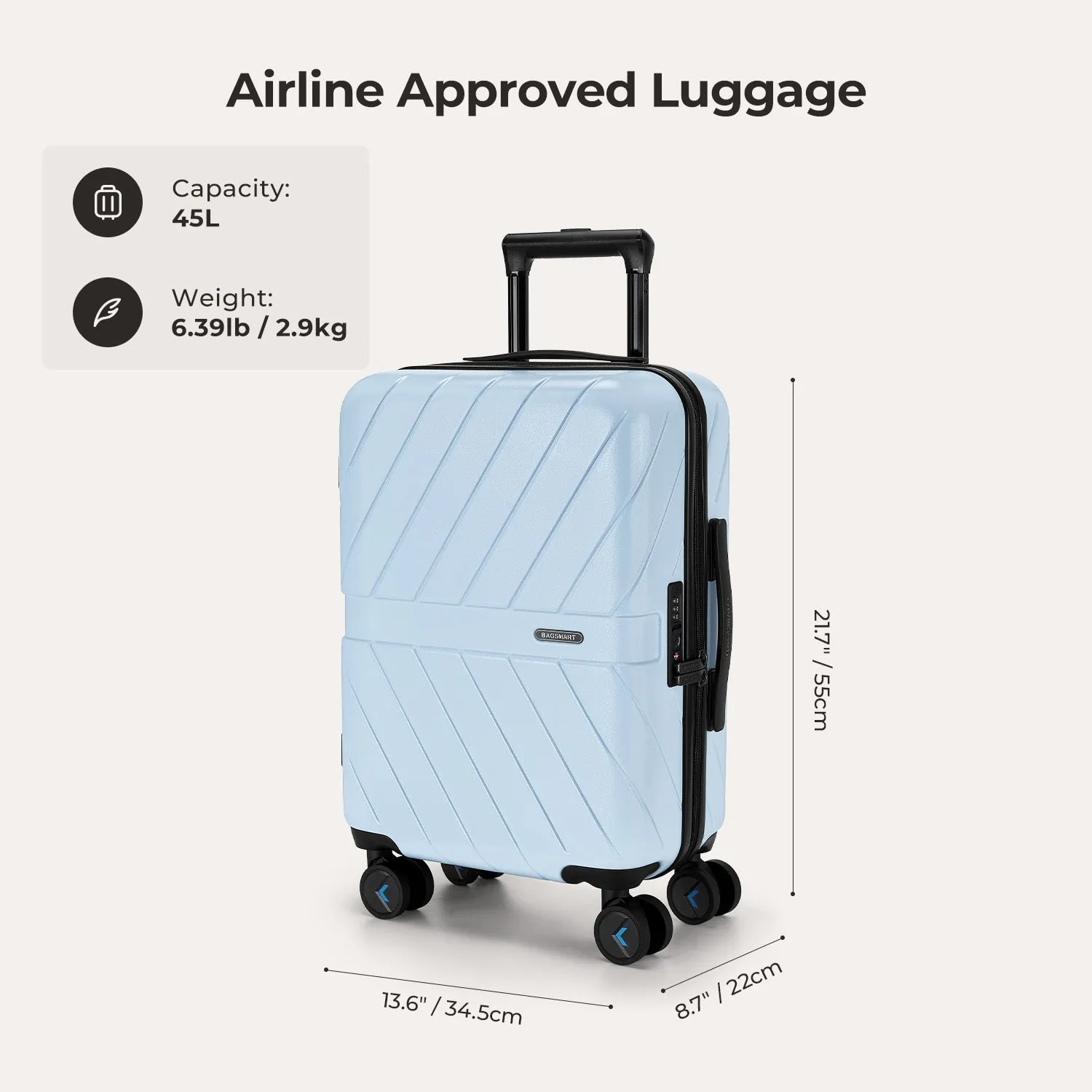 Daren 20 Inch Lightweight Hardside Carry-On Suitcase