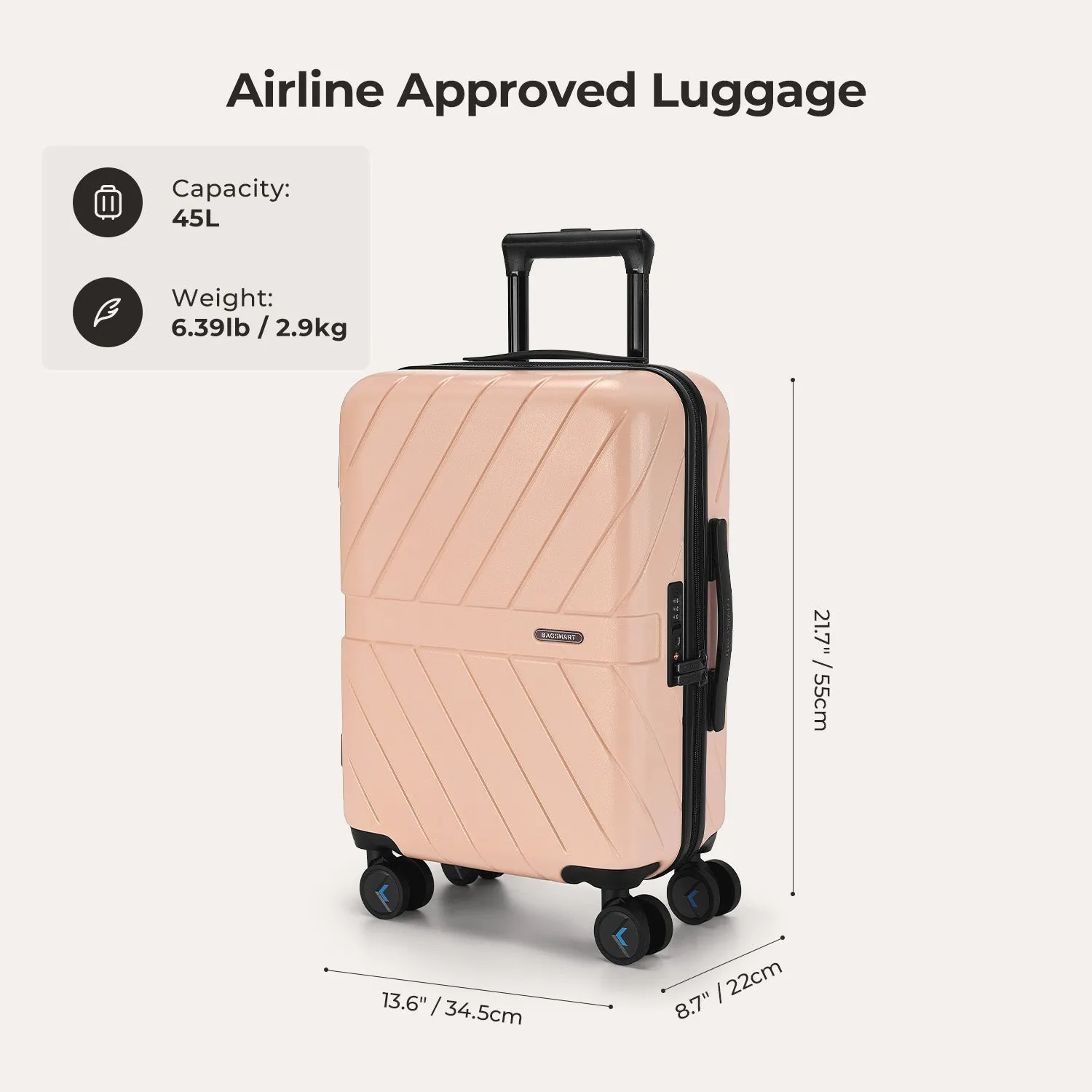 Daren 20 Inch Lightweight Hardside Carry-On Suitcase