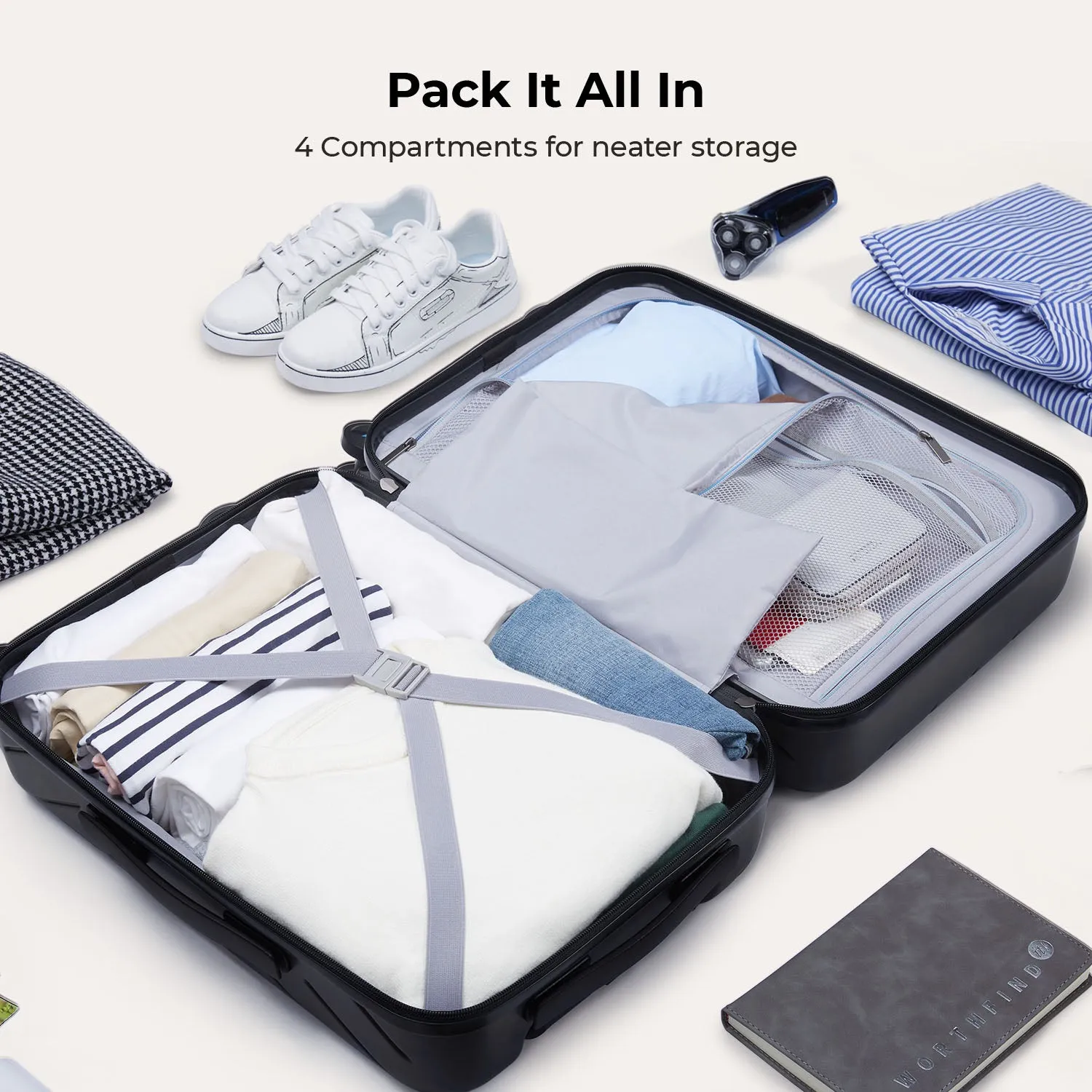 Daren 20 Inch Lightweight Hardside Carry-On Suitcase