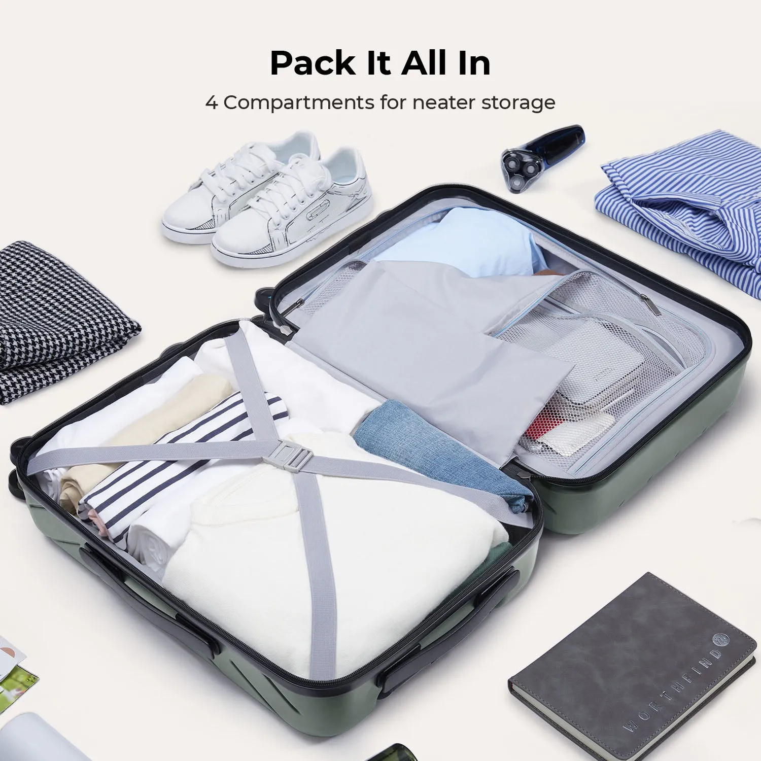 Daren 20 Inch Lightweight Hardside Carry-On Suitcase