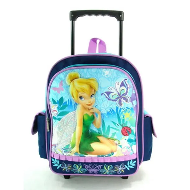 Disney Tinkerbell Navy Blue Toddler Mini Wheeled Backpack Rolling Travel Bag