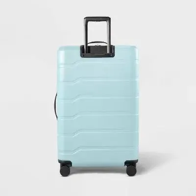 Hardside Medium Checked Suitcase Muddy Aqua - Open