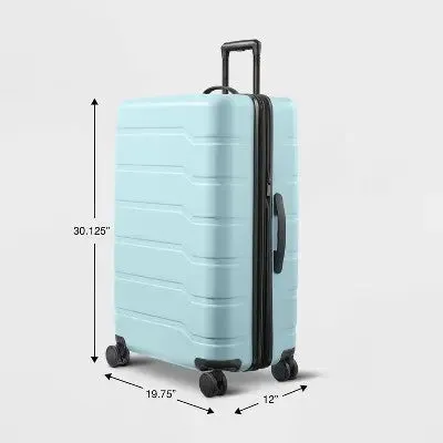 Hardside Medium Checked Suitcase Muddy Aqua - Open