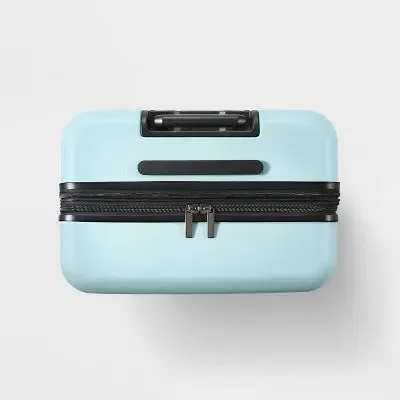Hardside Medium Checked Suitcase Muddy Aqua - Open