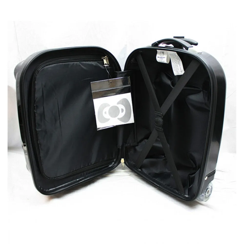 Hello Kitty 16" Rolling ABS Luggage Bag Hard Suit Case- Black Face Bow