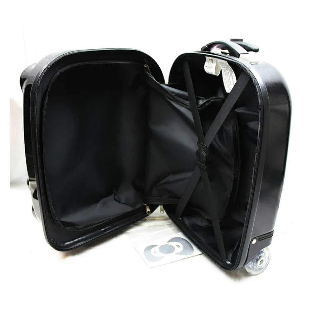 Hello Kitty 16" Rolling ABS Luggage Bag Hard Suit Case- Black Face Bow