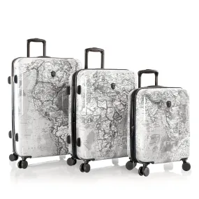 Journey 3G Fashion Spinner® 3 Piece Luggage Set - Black/White Map