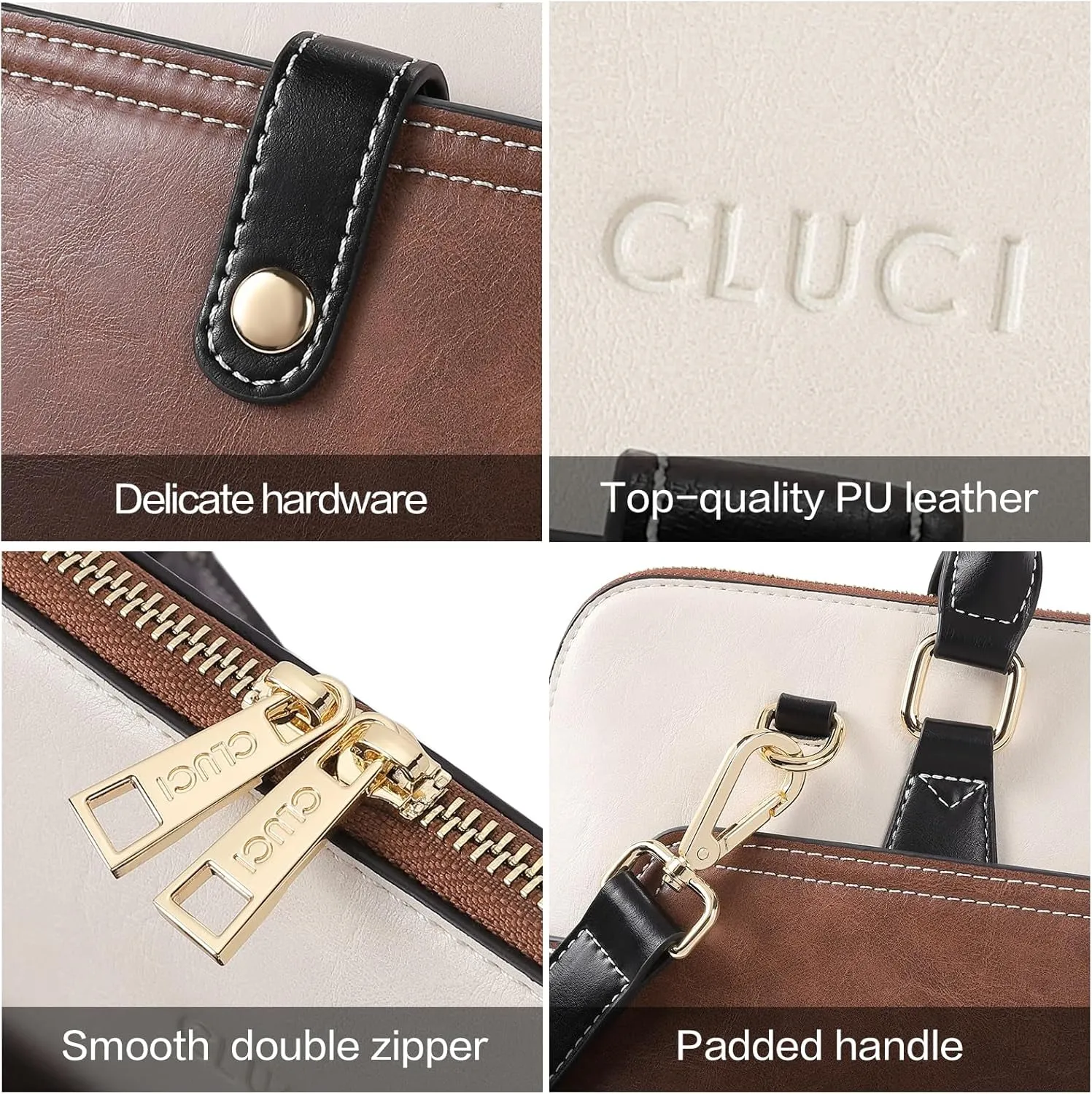 Leather Briefcase for Women 15.6 Inch Laptop Business Vintage Slim Ladies Shoulder Bag