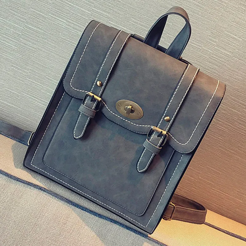 Light Academia College Style Backpack Eco Leather