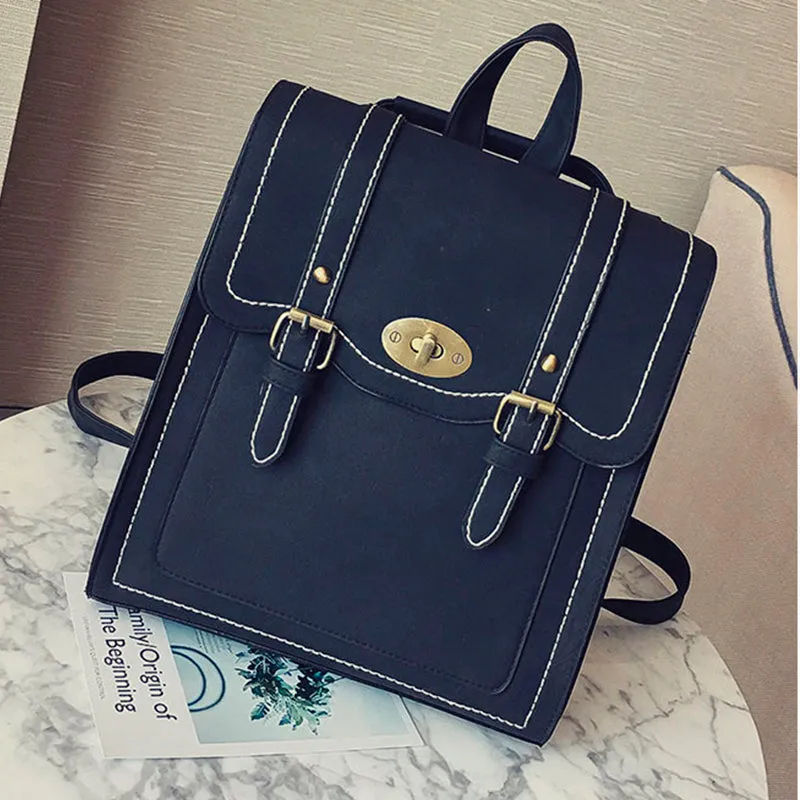 Light Academia College Style Backpack Eco Leather