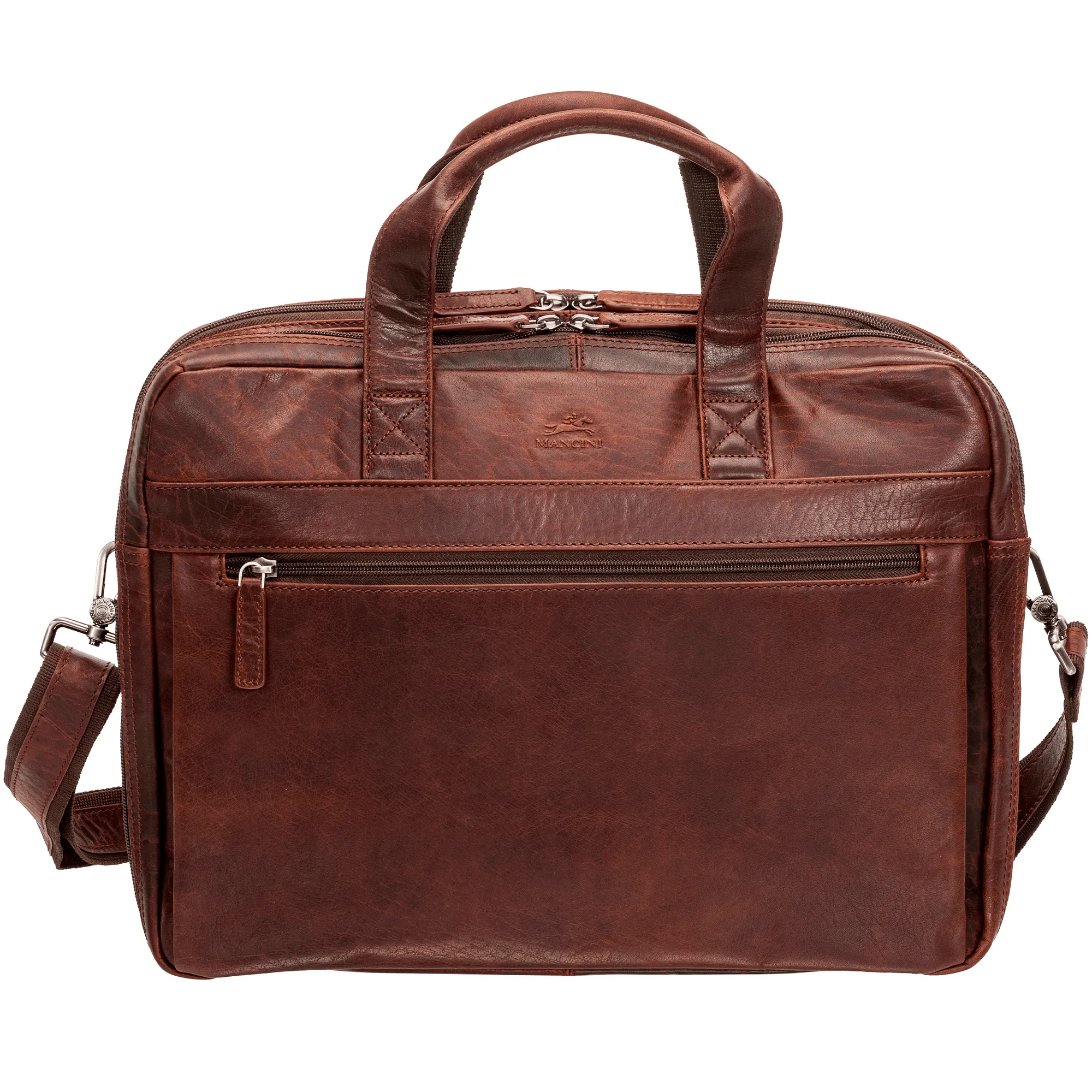 Mancini Buffalo Double Compartment Briefcase for Laptop and Tablet