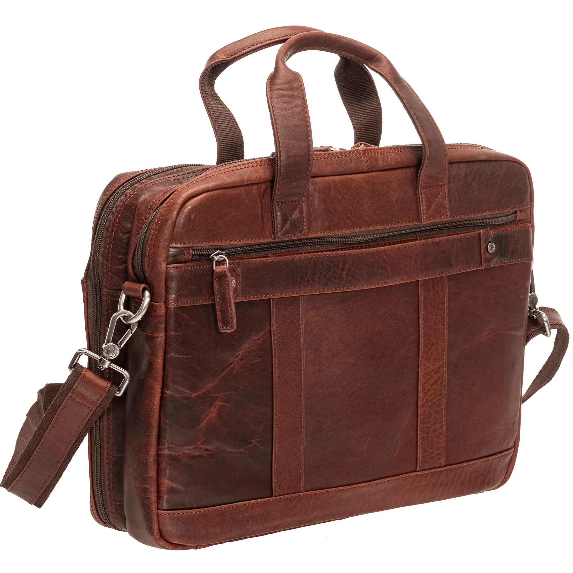 Mancini Buffalo Double Compartment Briefcase for Laptop and Tablet