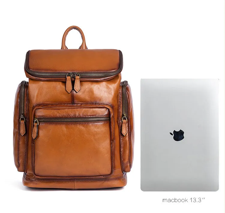 Medium Womens Black Leather Laptop Backpack Leather Rucksack Bag