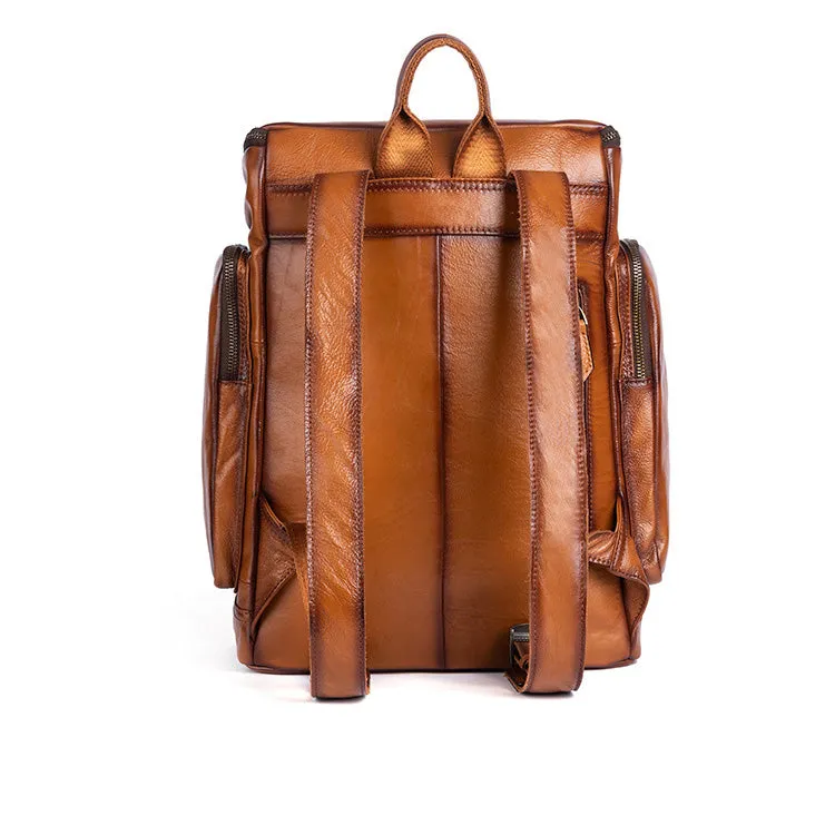 Medium Womens Black Leather Laptop Backpack Leather Rucksack Bag