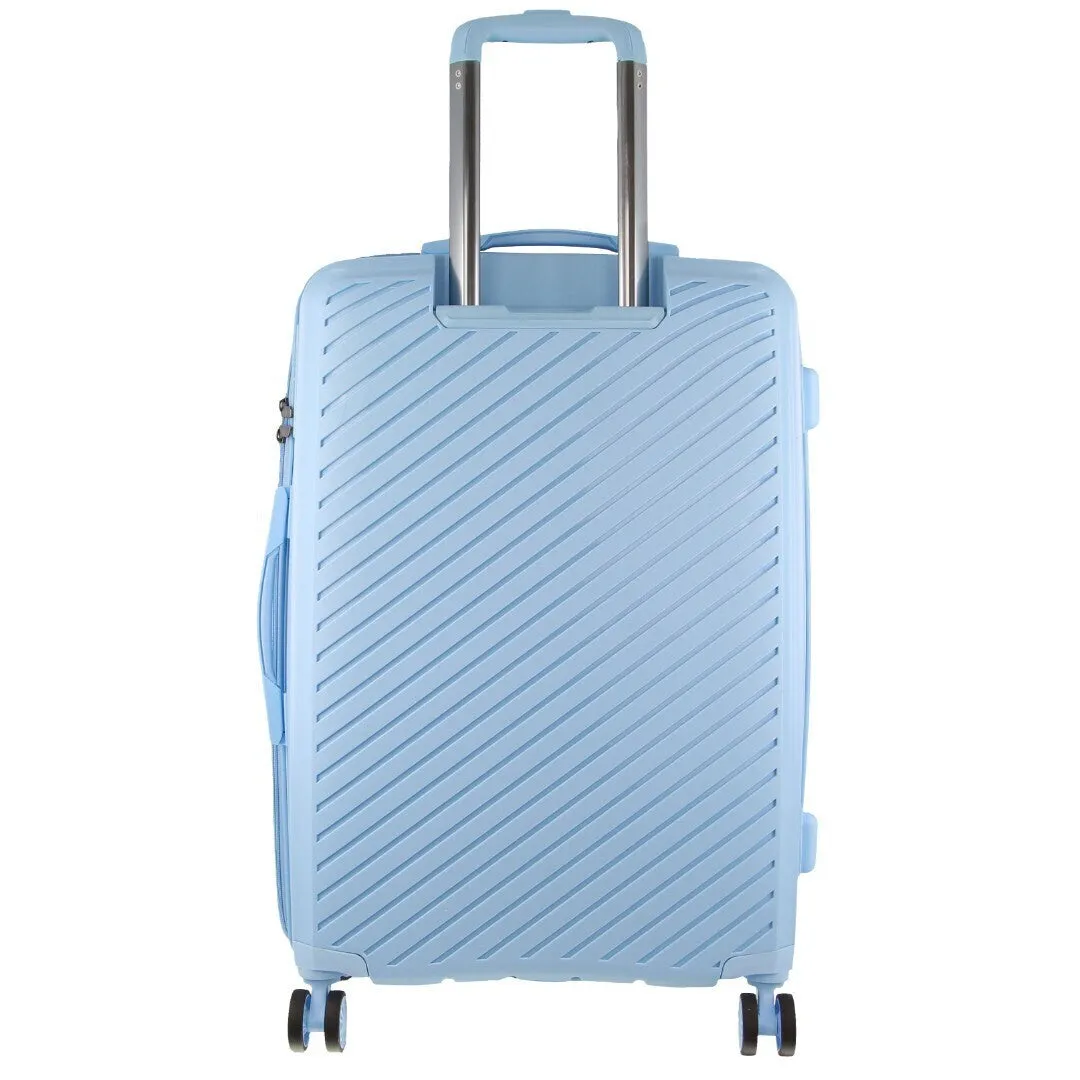 Monaco Checked Luggage Bag Travel Carry On Suitcase 65cm (82.5L) - Blue