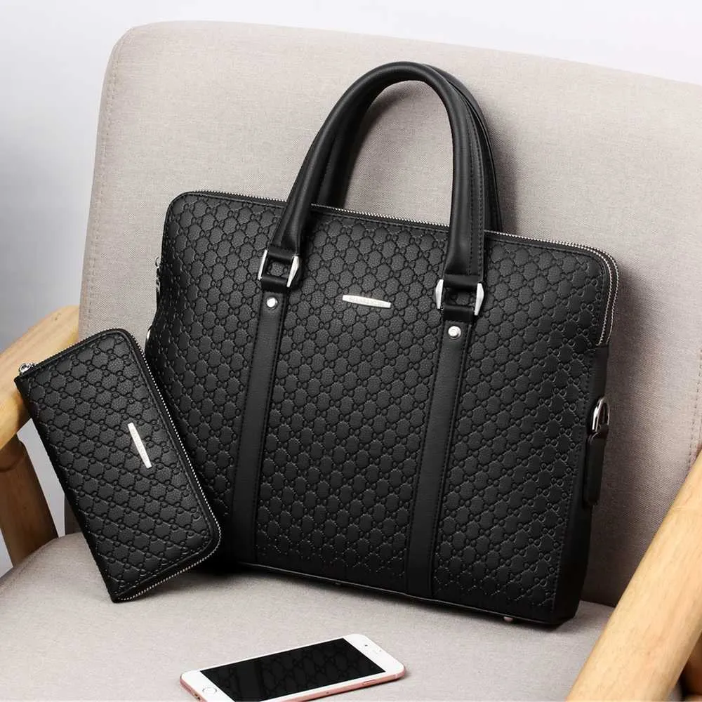 New Double Layers Men's Leather Business & Casual Briefcase | Laptops Handbags & Travel Bags