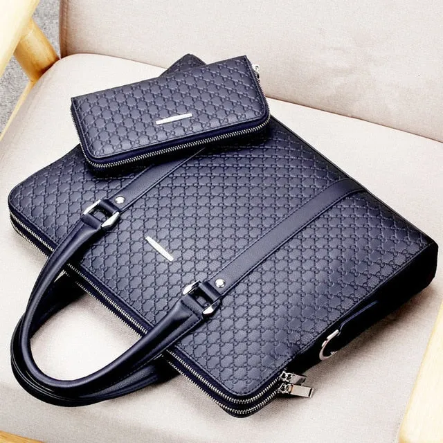 New Double Layers Men's Leather Business & Casual Briefcase | Laptops Handbags & Travel Bags