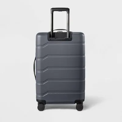 New - Hardside Medium Checked Suitcase Gray - Open Story