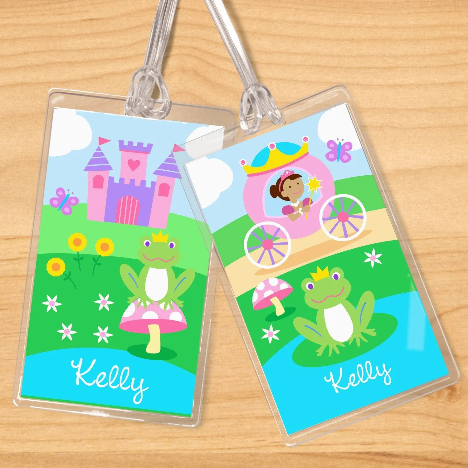 Princess Carriage & Castle Personalized 2 PC Kids Name Tag Set