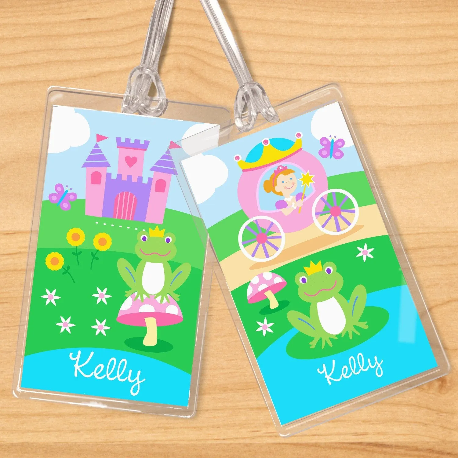 Princess Carriage & Castle Personalized 2 PC Kids Name Tag Set