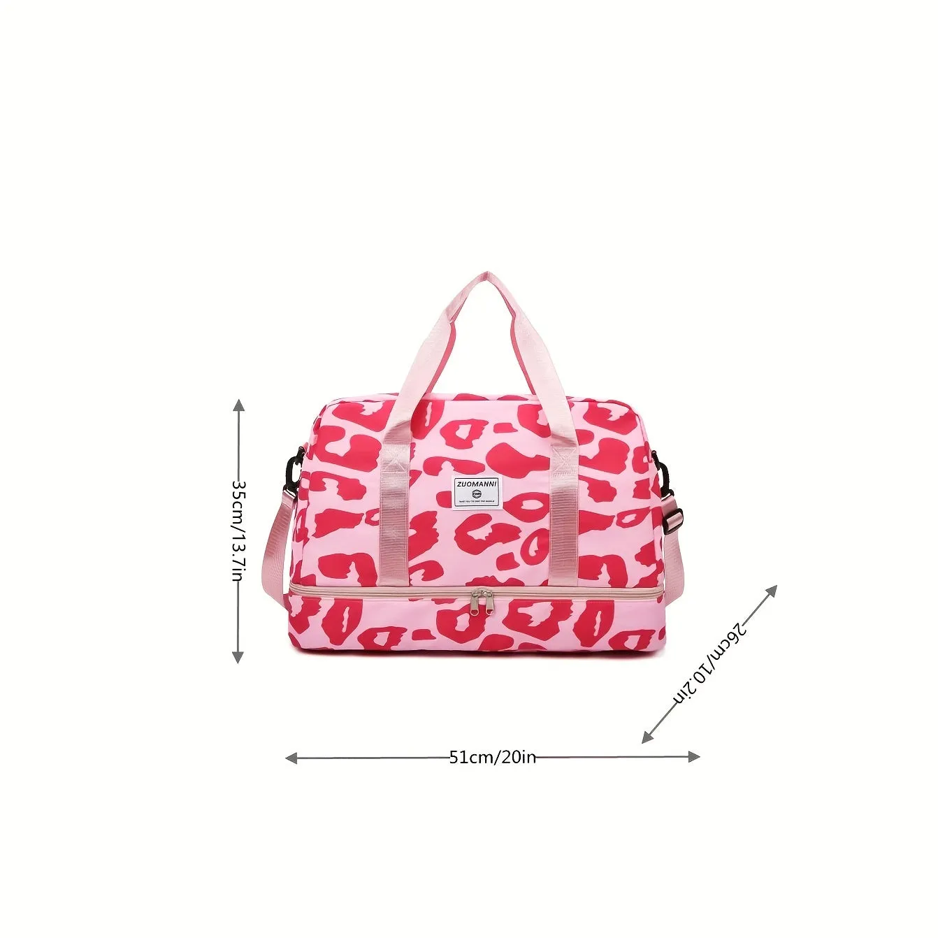 realaiot  Leopard Pattern Travel Duffle Bag, Nylon Large Capacity Sports Gym Bag, Lightweight Carry On Luggage