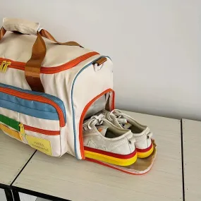 UAKISS  -  Colorful Retro Travel Bag, Large Capacity Duffle With Shoulder Strap, Sports Gym Carry-On, Multi-Pocket Casual Luggage For Women