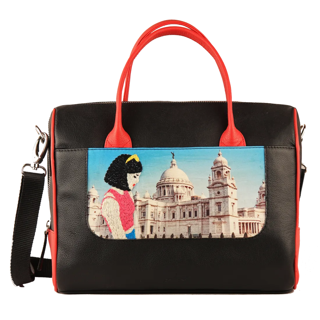 Women's Handcrafted Kolkata Print Weekender Bag (Black)